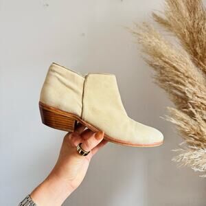 SAM EDELMAN Beige Tan Suede Leather $170 Ankle Short Boot Booties Zipper Shoes 6